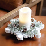 White Wooden Snowflake Riser - 10"