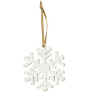 Distressed Wooden Snowflake Ornament with Burlap Hanger - 3.5"