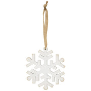 Distressed Wooden Snowflake Ornament with Burlap Hanger - 5.25"