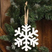 Distressed Wooden Snowflake Ornament with Burlap Hanger - 6"