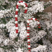 Wooden Bead & Button Candy Cane  (2 Count Assortment)