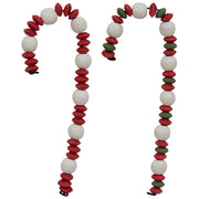 Wooden Bead & Button Candy Cane  (2 Count Assortment)
