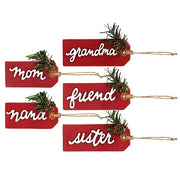 Layered Red Wood Name Gift Tags (Set of 5)