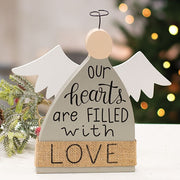 Our Hearts Are Filled With Love Wooden Angel Sitter