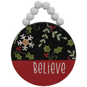 Beaded Believe Painted Ornament with Button Snowflake