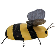Distressed Wooden Bee with Metal Wings & Wire Legs