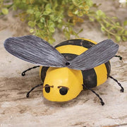 Distressed Wooden Bee with Metal Wings & Wire Legs