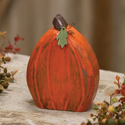 Carved Wooden Primitive Pumpkin Sitter - 5"H