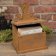 Distressed Wooden Mustard Pineapple Top Recipe Box