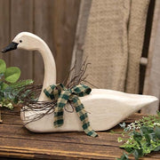 Distressed Wooden Carved Look Swan