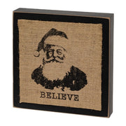 Stamped Burlap Santa Box Sign  (2 Count Assortment)