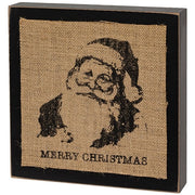 Stamped Burlap Santa Box Sign  (2 Count Assortment)