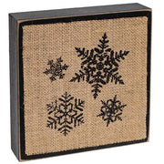 Stamped Burlap Snowflake Box Sign