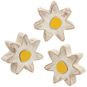 Distressed Chunky Wooden White Daisy Sitter (Set of 3)