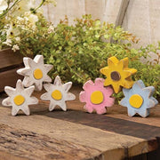 Distressed Chunky Wooden Spring Flower Sitters (Set of 3)
