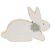 Distressed White Wood Flower Bunny  (3 Count Assortment)