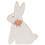 Distressed White Wood Flower Bunny  (3 Count Assortment)