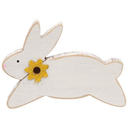 Distressed White Wood Flower Bunny  (3 Count Assortment)