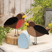 Chunky Wood Robin & Egg Sitters (Set of 3)