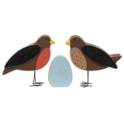 Chunky Wood Robin & Egg Sitters (Set of 3)