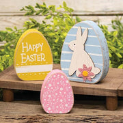 Distressed Wood Happy Easter Bunny Chunky Sitters (Set of 3)