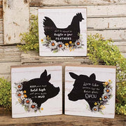 Someone Left the Barn Door Open Farm Animal Silhouette Box Sign  (3 Count Assortment)