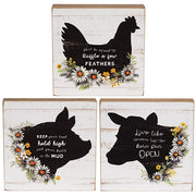 Someone Left the Barn Door Open Farm Animal Silhouette Box Sign  (3 Count Assortment)