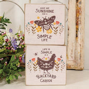 Backyard Garden Floral Square Block  (2 Count Assortment)