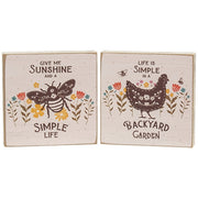 Backyard Garden Floral Square Block  (2 Count Assortment)