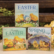 Vintage Chicks Square Block  (3 Count Assortment)