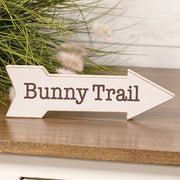 Distressed Wood Bunny Trail Arrow Block Sign