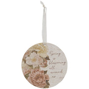 Blossoming Words Vintage Round Ornament  (3 Count Assortment)