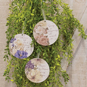 Blossoming Words Vintage Round Ornament  (3 Count Assortment)