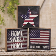 Long May It Wave Square Block Sign  (3 Count Assortment)