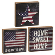 Long May It Wave Square Block Sign  (3 Count Assortment)