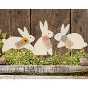 Happy Easter White Bunny Planter Poke  (3 Count Assortment)