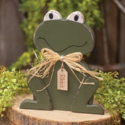 Rustic Wood "Ribbit" Frog Sitter