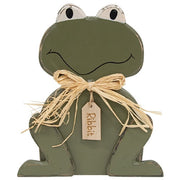Rustic Wood "Ribbit" Frog Sitter