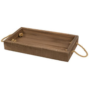 Stained Wood Rectangle Trays with Jute Handles (Set of 2)