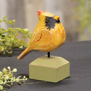 Carved Chunky Wood Female Cardinal on Base