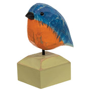 Carved Chunky Wood Bluebird on Base