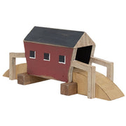 Primitive Wood Covered Bridge Sitter