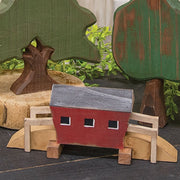 Primitive Wood Covered Bridge Sitter