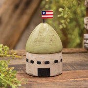 Distressed Carved Wood Americana Silo