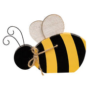 Wooden Bee Sitter with Burlap Wings  (3 Count Assortment)