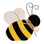Wooden Bee Sitter with Burlap Wings  (3 Count Assortment)
