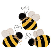 Wooden Bee Sitter with Burlap Wings  (3 Count Assortment)