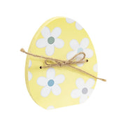 Dots & Stripe Wooden Easter Egg Sitter with Jute Bow  (3 Count Assortment)
