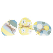 Dots & Stripe Wooden Easter Egg Sitter with Jute Bow  (3 Count Assortment)