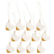 Gold & Cream Wooden Heart Tags (Set of 12)